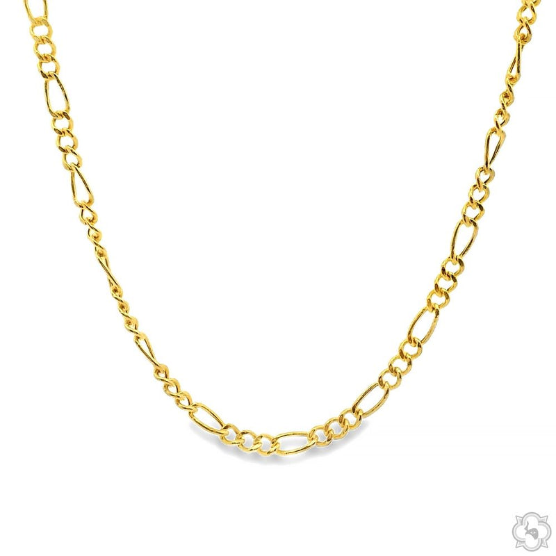14K Yellow Gold Hollow Figaro Link Chain 18 Inches 2.5mm 67531 - Image 1