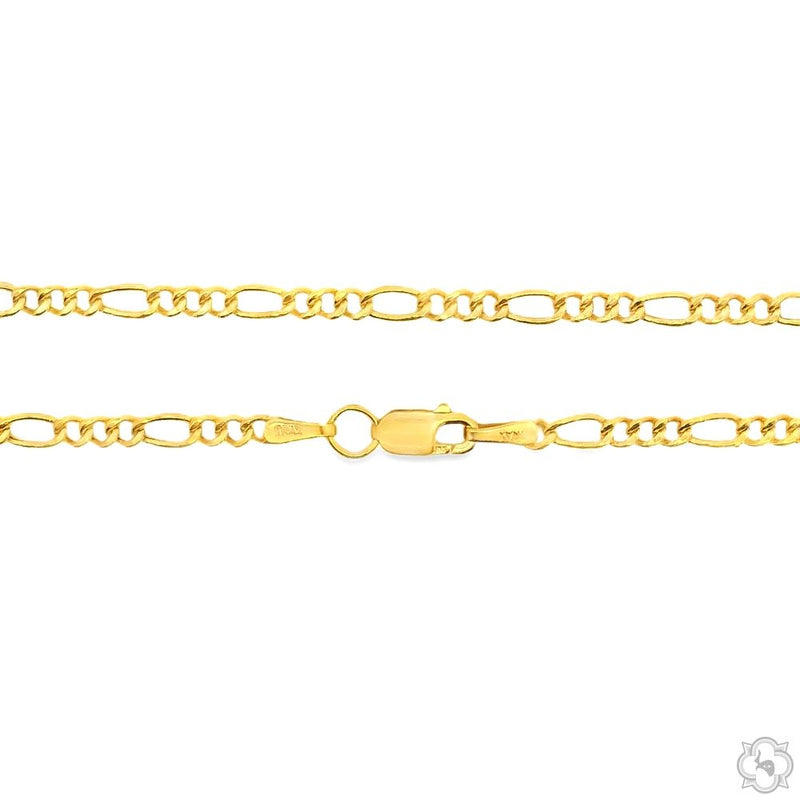 14K Yellow Gold Hollow Figaro Link Chain 18 Inches 2.5mm 67531 - Image 3