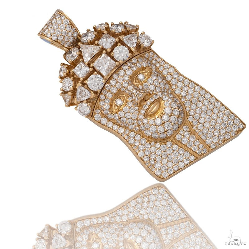 14K Yellow Gold Jesus Diamond Pendant 7.74 CT 69754 - Image 3