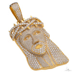 14K Yellow Gold Jesus w/Thorns Diamond Pendant 31 CT 69766 - Image 2