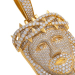 14K Yellow Gold Jesus w/Thorns Diamond Pendant 31 CT 69766 - Image 3