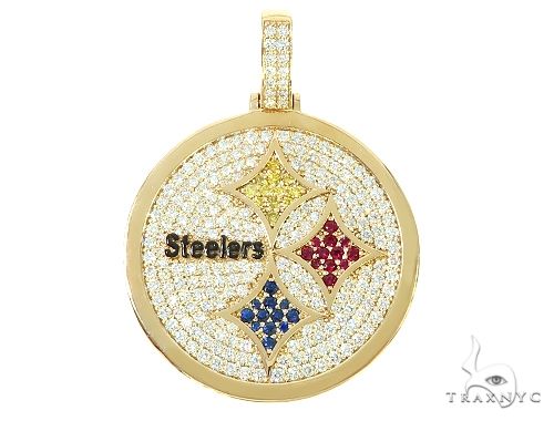 14K Yellow Gold Large Custom Steelers Pendant 65748 - Image 1