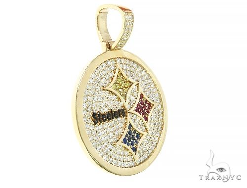 14K Yellow Gold Large Custom Steelers Pendant 65748 - Image 2