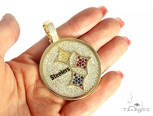 14K Yellow Gold Large Custom Steelers Pendant 65748 - Image 5