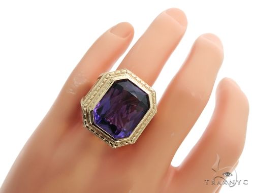14K Yellow Gold Holy Amethyst Ring 63353 - Image 7