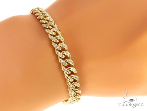 14K Yellow Gold Miami Cuban Diamond Bracelet 65224 - Image 7