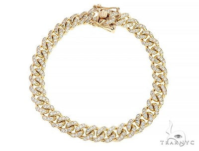14K Yellow Gold Miami Cuban Diamond Bracelet 65225 - Image 1