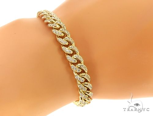 14K Yellow Gold Miami Cuban Diamond Bracelet 65225 - Image 7