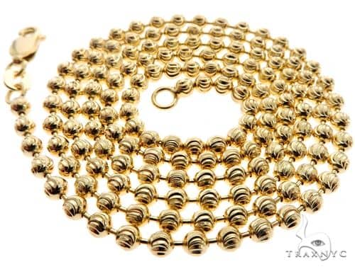 14K Yellow Gold Moon Cut Link Chain 24 Inches 4mm   65177 - Image 4