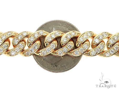 14K Yellow Gold One Row Diamond Cuban Link Bracelet 65944 - Image 3