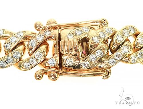 14K Yellow Gold One Row Diamond Cuban Link Bracelet 65944 - Image 4