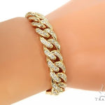 14K Yellow Gold One Row Diamond Cuban Link Bracelet 65944 - Image 6