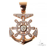 14K Yellow Gold Pave Bezel Diamond Anchor Charm Pendant 63957 - Image 1