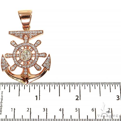 14K Yellow Gold Pave Bezel Diamond Anchor Charm Pendant 63957 - Image 5