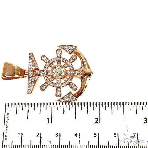 14K Yellow Gold Pave Bezel Diamond Anchor Charm Pendant 63957 - Image 6