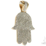 14K Yellow Gold Pave Diamond Hamsa Pendant 61613 - Image 2