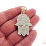 14K Yellow Gold Pave Diamond Hamsa Pendant 61613 - Image 5