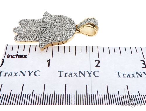 14K Yellow Gold Pave Diamond Hamsa Pendant 61613 - Image 6