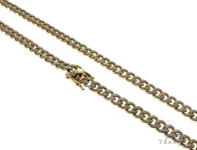 14K Yellow Gold Pave Diamond Miami Cuban Link Chain 28 Inches 7mm   61575 - Image 1