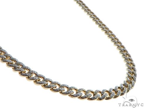 14K Yellow Gold Pave Diamond Miami Cuban Link Chain 28 Inches 7mm   61575 - Image 2