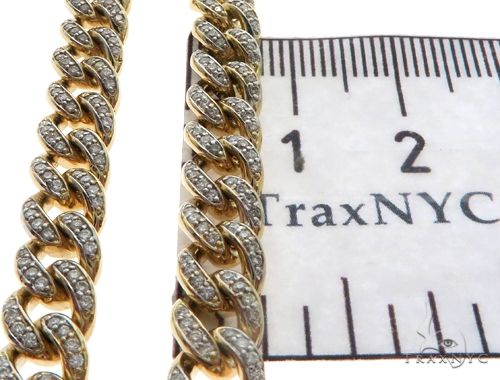 14K Yellow Gold Pave Diamond Miami Cuban Link Chain 28 Inches 7mm   61575 - Image 7