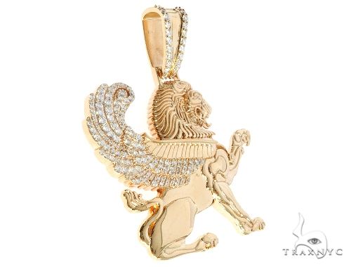 14K Yellow Gold Diamond Large Custom Royal Lion Pendant 65316 - Image 2
