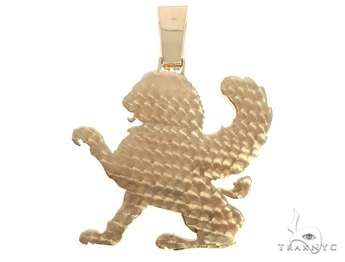 14K Yellow Gold Diamond Large Custom Royal Lion Pendant 65316 - Image 3