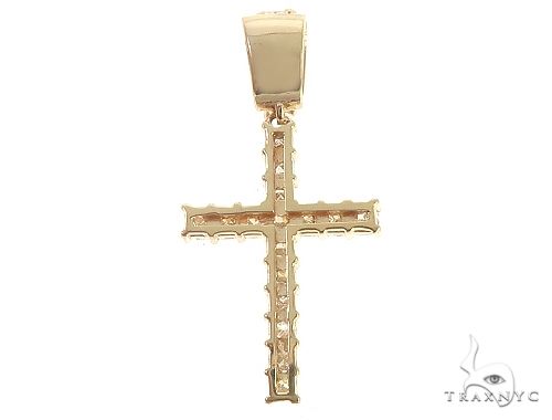 14K Yellow Gold Princess Cut Diamond Manhattan Cross 65598 - Image 3