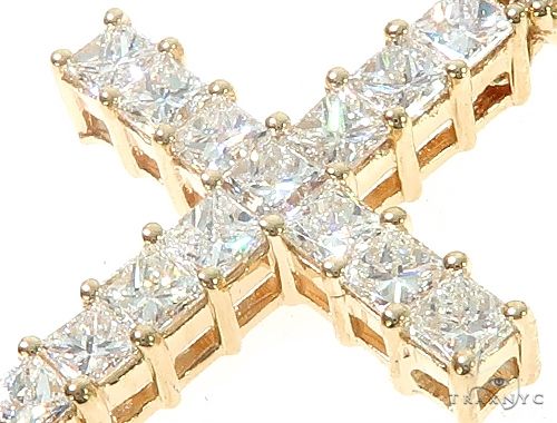 14K Yellow Gold Princess Cut Diamond Manhattan Cross 65598 - Image 4