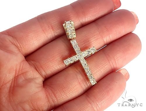 14K Yellow Gold Princess Cut Diamond Manhattan Cross 65598 - Image 5