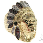 14K Yellow Gold Prong Bezel Diamond Indian Head Ring 63858 - Image 1