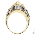 14K Yellow Gold Prong Bezel Diamond Indian Head Ring 63858 - Image 7