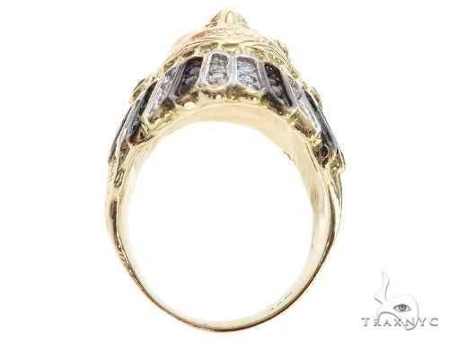 14K Yellow Gold Prong Bezel Diamond Indian Head Ring 63858 - Image 7