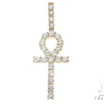14K Yellow Gold Prong Diamond Ankh Cross 65285 - Image 1