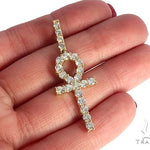 14K Yellow Gold Prong Diamond Ankh Cross 65285 - Image 5