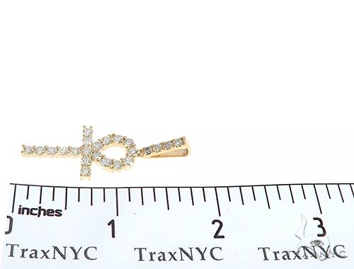 14K Yellow Gold Prong Diamond Ankh Cross 65285 - Image 7