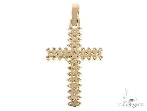 14K Yellow Gold Prong Diamond Cross 65281 - Image 3