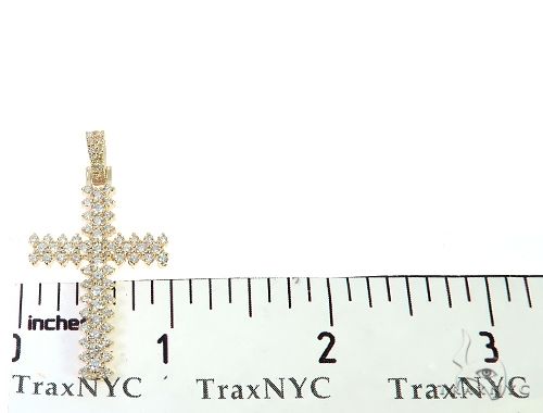 14K Yellow Gold Prong Diamond Cross 65281 - Image 6