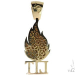 14K Yellow Gold Prong Diamond Custom Gold Flame LIT Pendant 63781 - Image 4