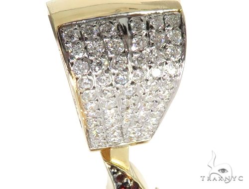 14K Yellow Gold Prong Diamond Custom Gold Flame LIT Pendant 63781 - Image 6