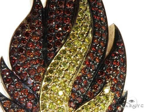 14K Yellow Gold Prong Diamond Custom Gold Flame LIT Pendant 63781 - Image 7