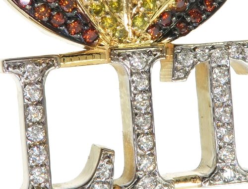 14K Yellow Gold Prong Diamond Custom Gold Flame LIT Pendant 63781 - Image 8