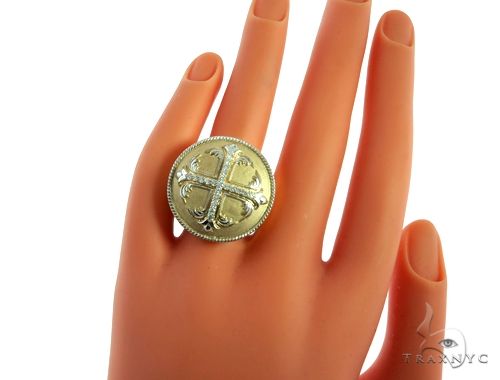 14K Yellow Gold Prong Diamond Custom Made TraxNYCs Templar Ring Knights Crusader Masonic 63117 - Image 9