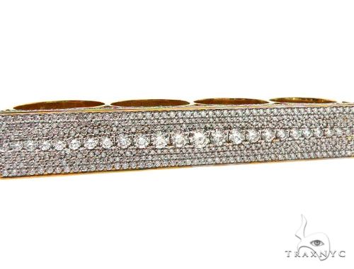 14K Yellow Gold Prong Diamond Four Finger Ring Hip Hop Style 62998 - Image 3