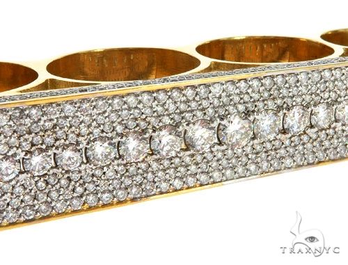 14K Yellow Gold Prong Diamond Four Finger Ring Hip Hop Style 62998 - Image 4