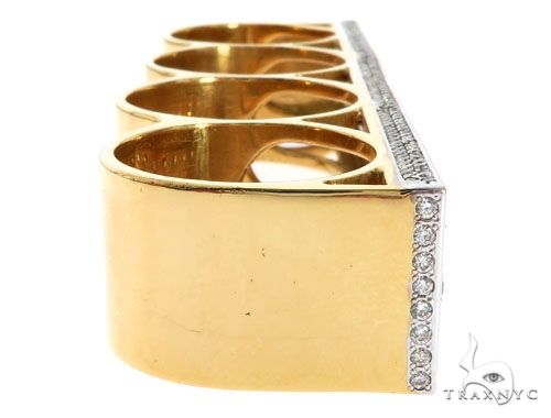 14K Yellow Gold Prong Diamond Four Finger Ring Hip Hop Style 62998 - Image 6