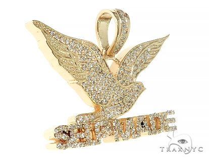 14K Gold Prong Diamond FreeBird Self Made Charm Pendant 63091 - Image 2