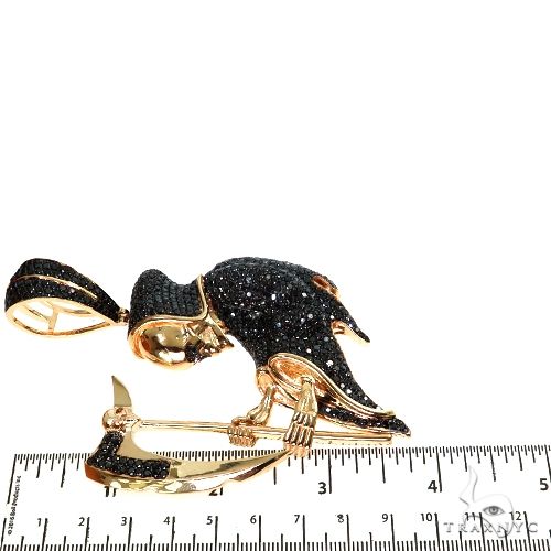 14K Yellow Gold Prong Diamond Grim Reaper Pendant 63239 - Image 6