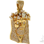 14K Yellow Gold Prong Diamond Jesus Pendant 57217 - Image 2