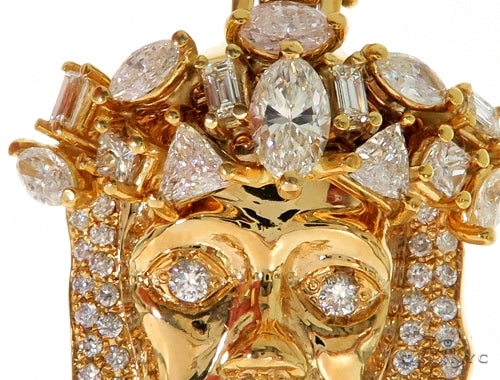 14K Yellow Gold Prong Diamond Jesus Pendant 57217 - Image 5